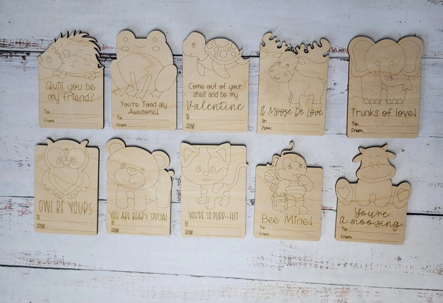 Paintable Kids Valentines Cards- Set of 10 by EverLee Creations, paper gift detail photo 7