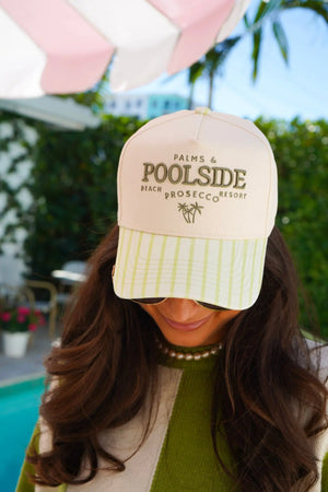 Palms & Poolside - Green Stripe Trucker Hat - PREORDER KenzKustomz