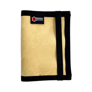 Passport Notebook Wallet by Recycled Firefighter with black elastic strap