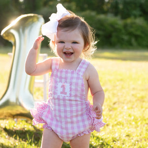 Pastel Pink First Birthday Bubble Seven Lantern Lane