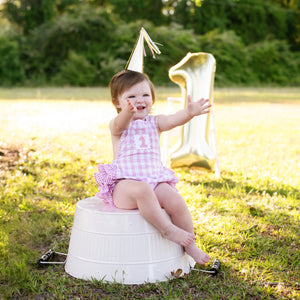 Pastel Pink First Birthday Bubble Seven Lantern Lane