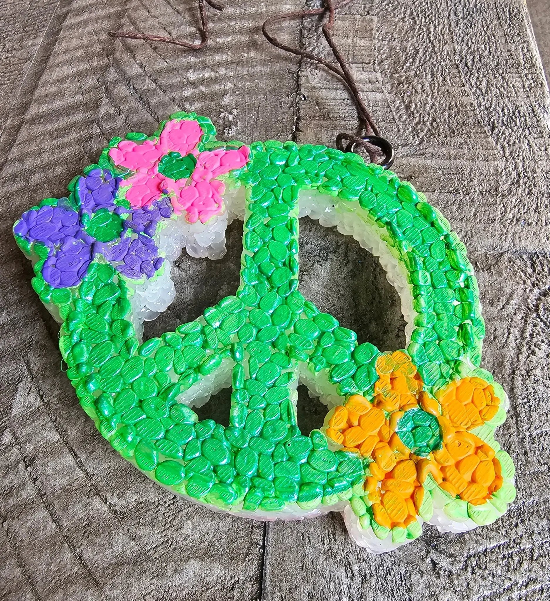 Peace Sign Car Freshie: Retro Aroma Bead Air Freshener by Main Street Collective - Handmade & Colorful!