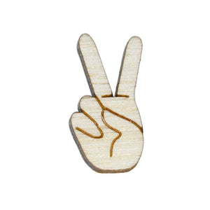 Additional view of Peace Sign Stud Earrings hand painted on lightweight wood by LE CHIC MIAMI