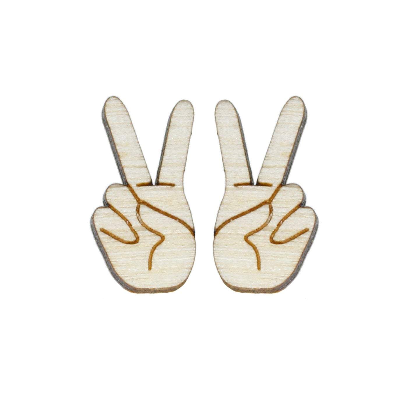 Peace Sign Stud Earrings hand painted on lightweight wood by LE CHIC MIAMI