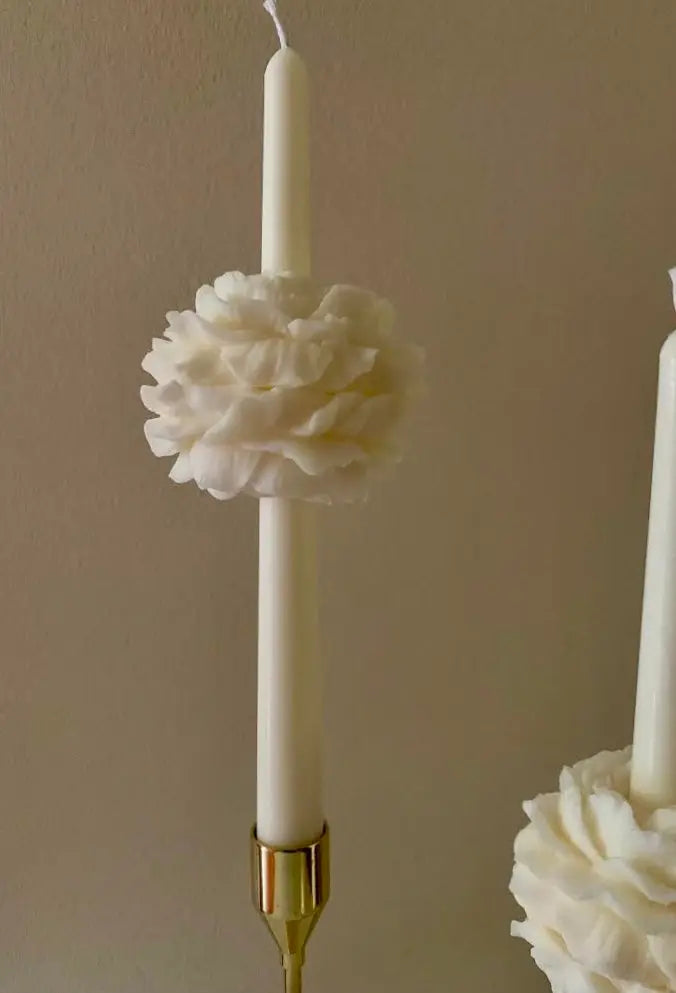 Peony Flower Taper Candle by Believe Candle, scented candle detail photo 3