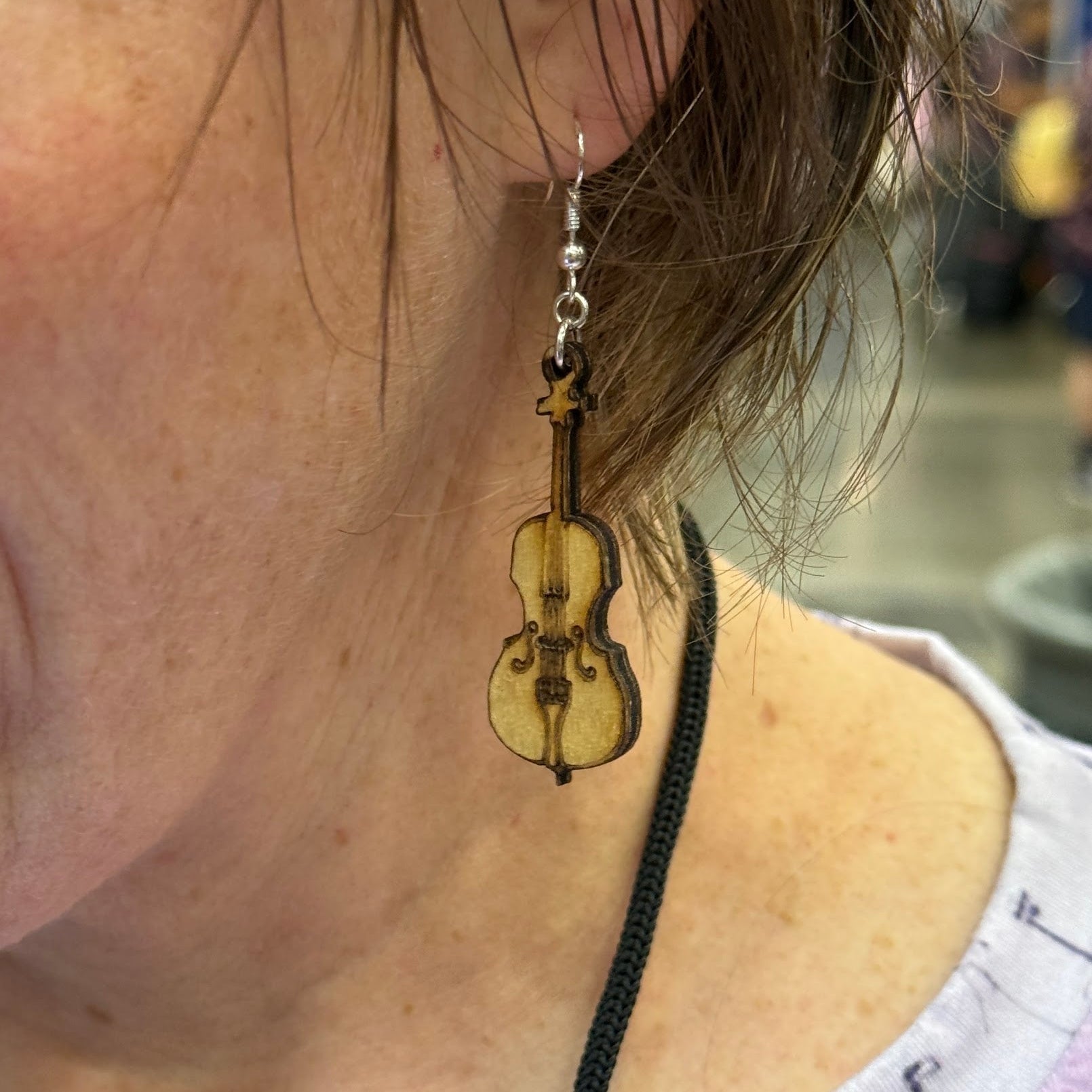 Cello Wooden Dangle Earrings | Music Instrument Jewelry