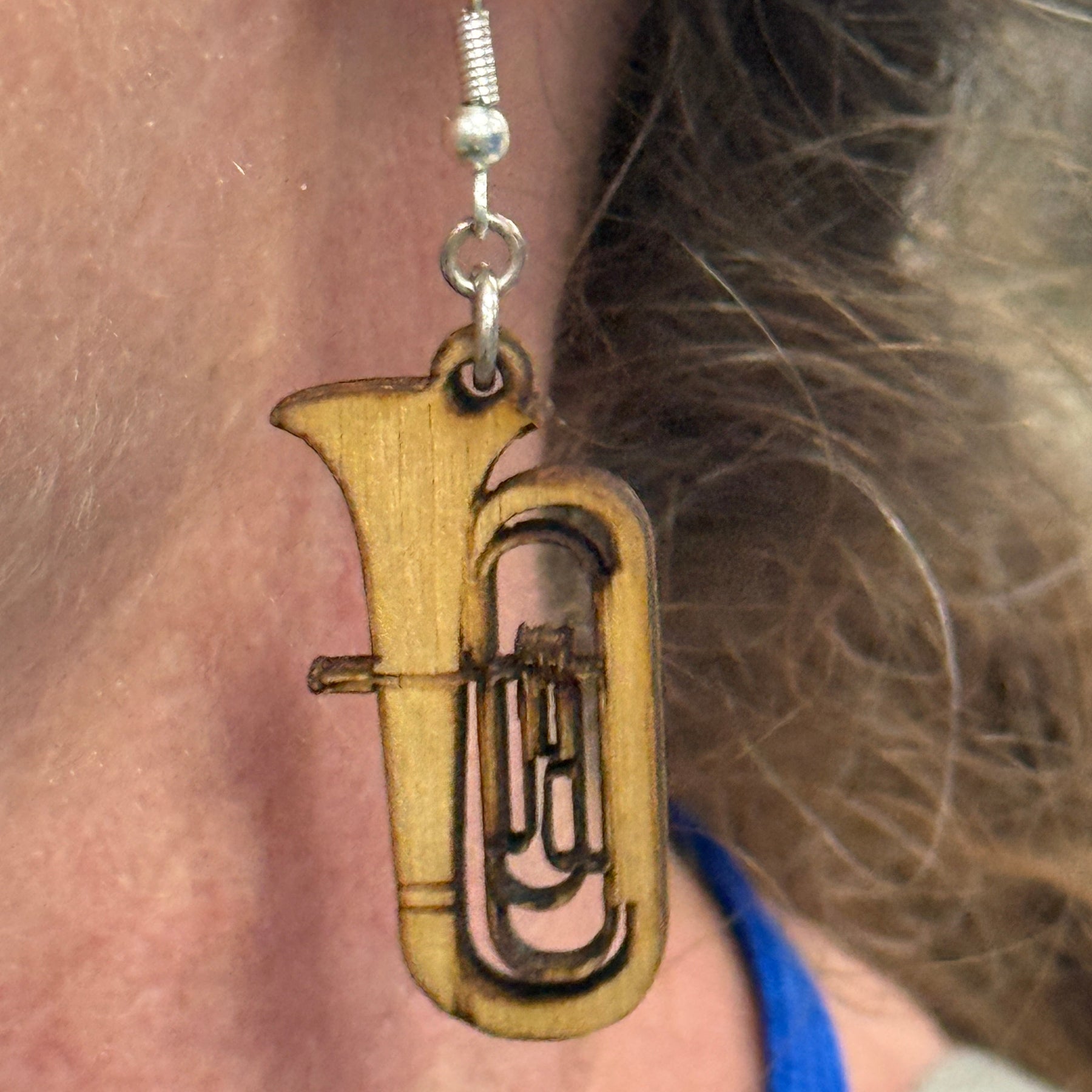 Tuba Wooden Earrings | Band Musician Jewelry