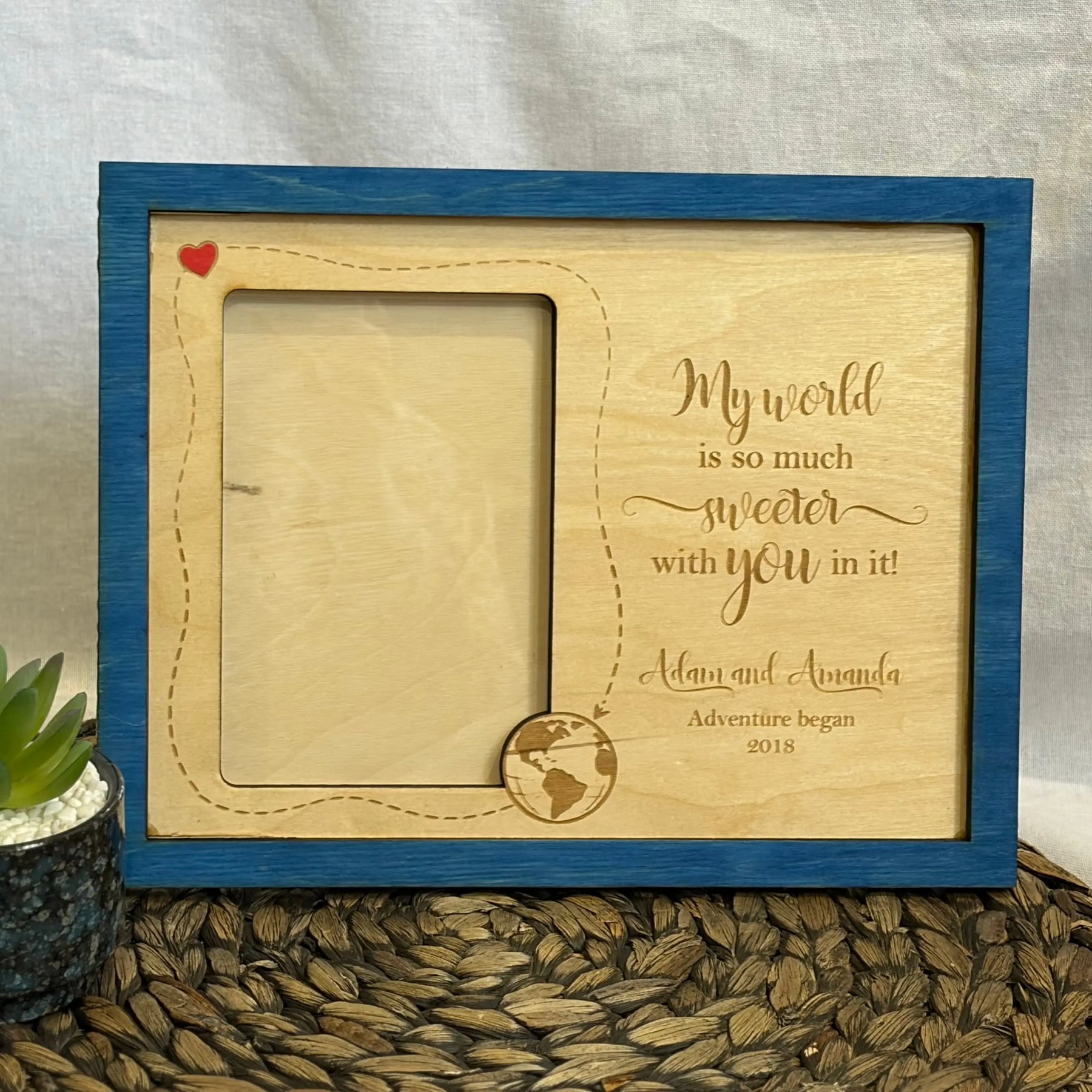 Personalized Couple Frame with Red or Blue Accent by Poor Hog Customs, Southern home decor main product photo