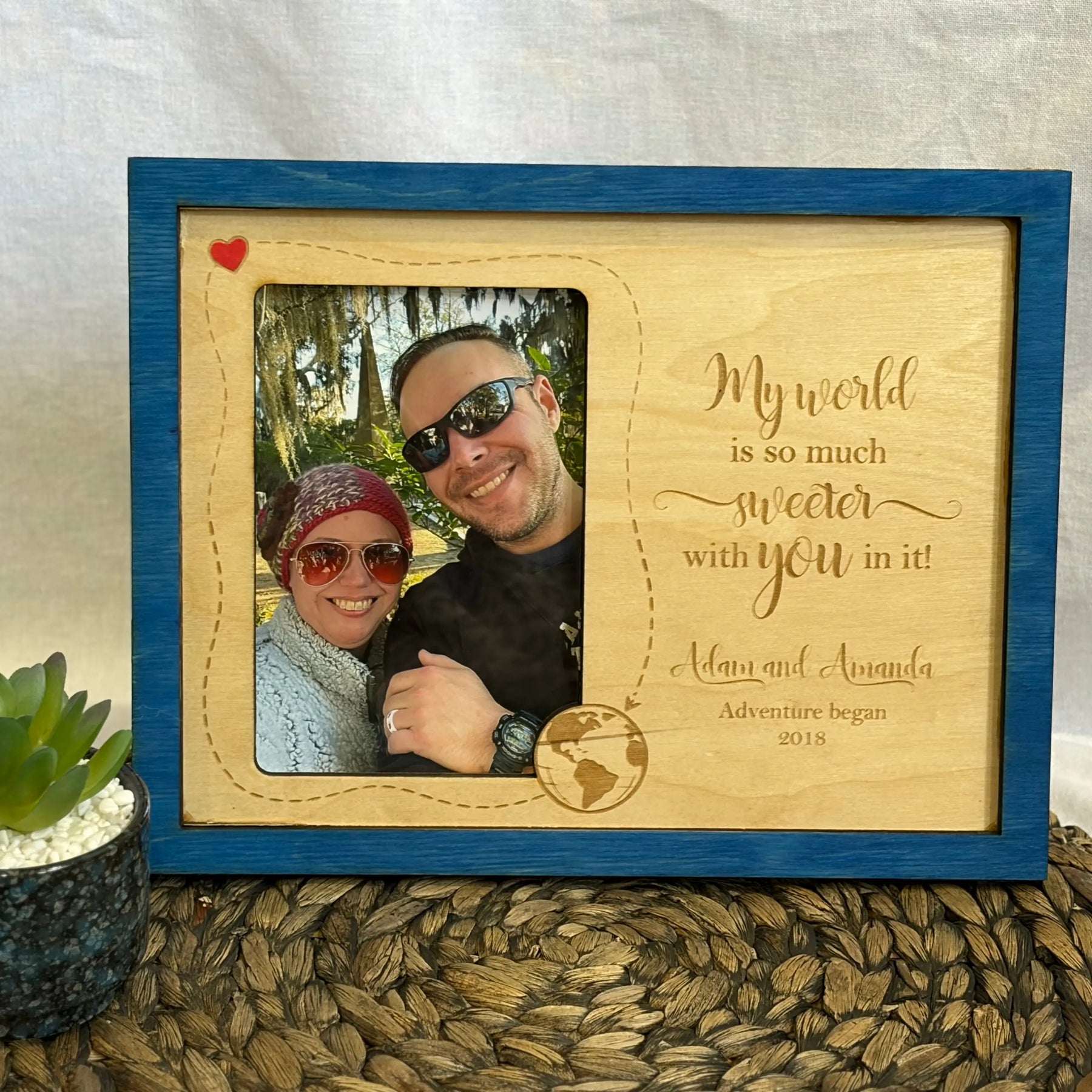 Personalized Couple Frame with Red or Blue Accent by Poor Hog Customs, Southern home decor detail photo 2