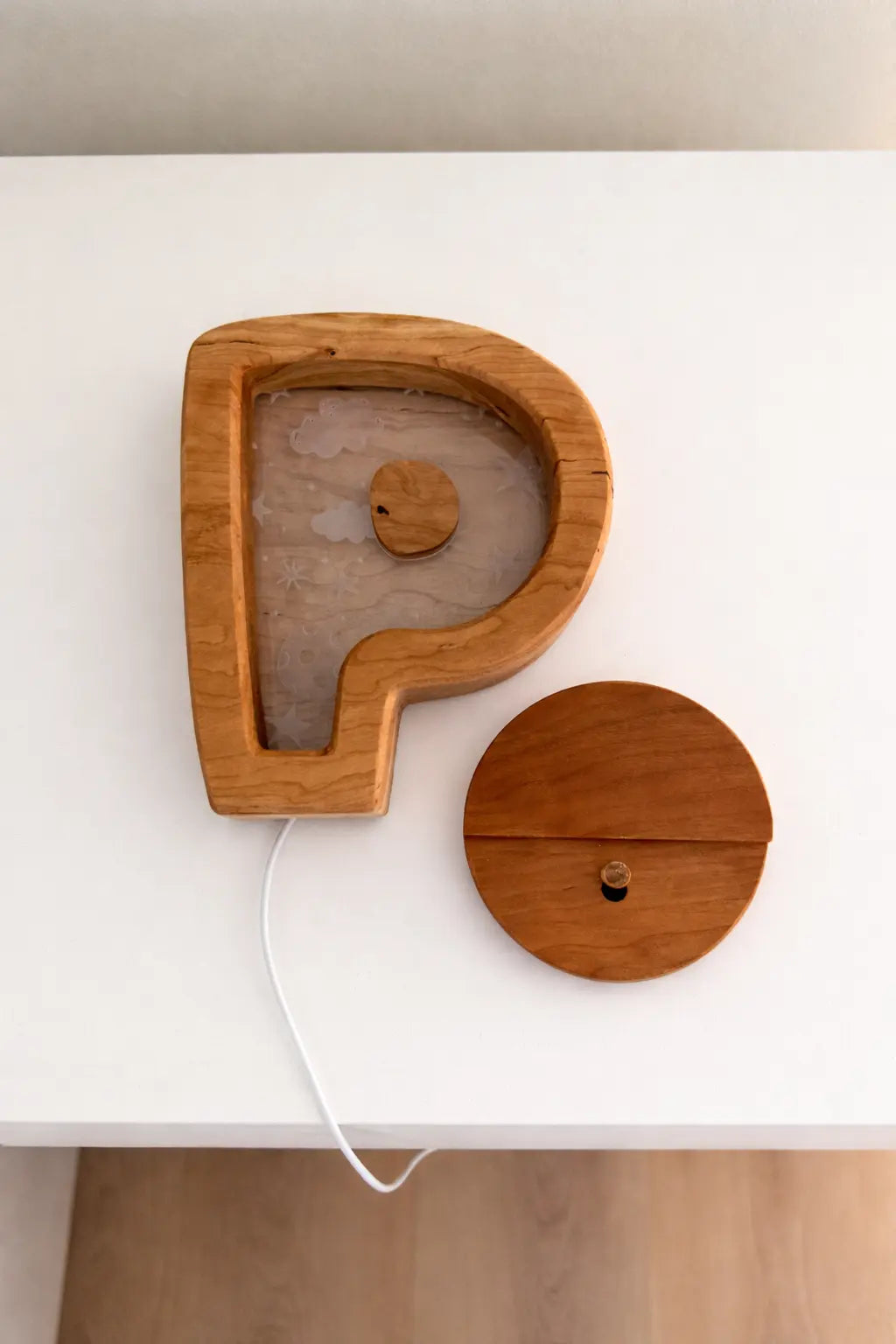 Personalized Wooden Letter Night Light | Custom Initial Lamp for Kids Maple Play