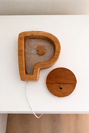 Personalized Wooden Letter Night Light | Custom Initial Lamp for Kids Maple Play