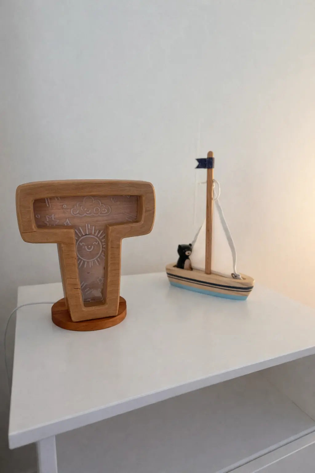 Personalized Wooden Letter Night Light | Custom Initial Lamp for Kids Maple Play