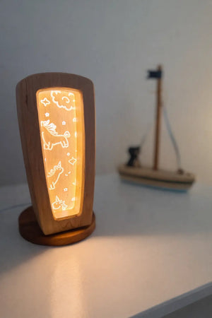 Personalized Wooden Letter Night Light | Custom Initial Lamp for Kids Maple Play