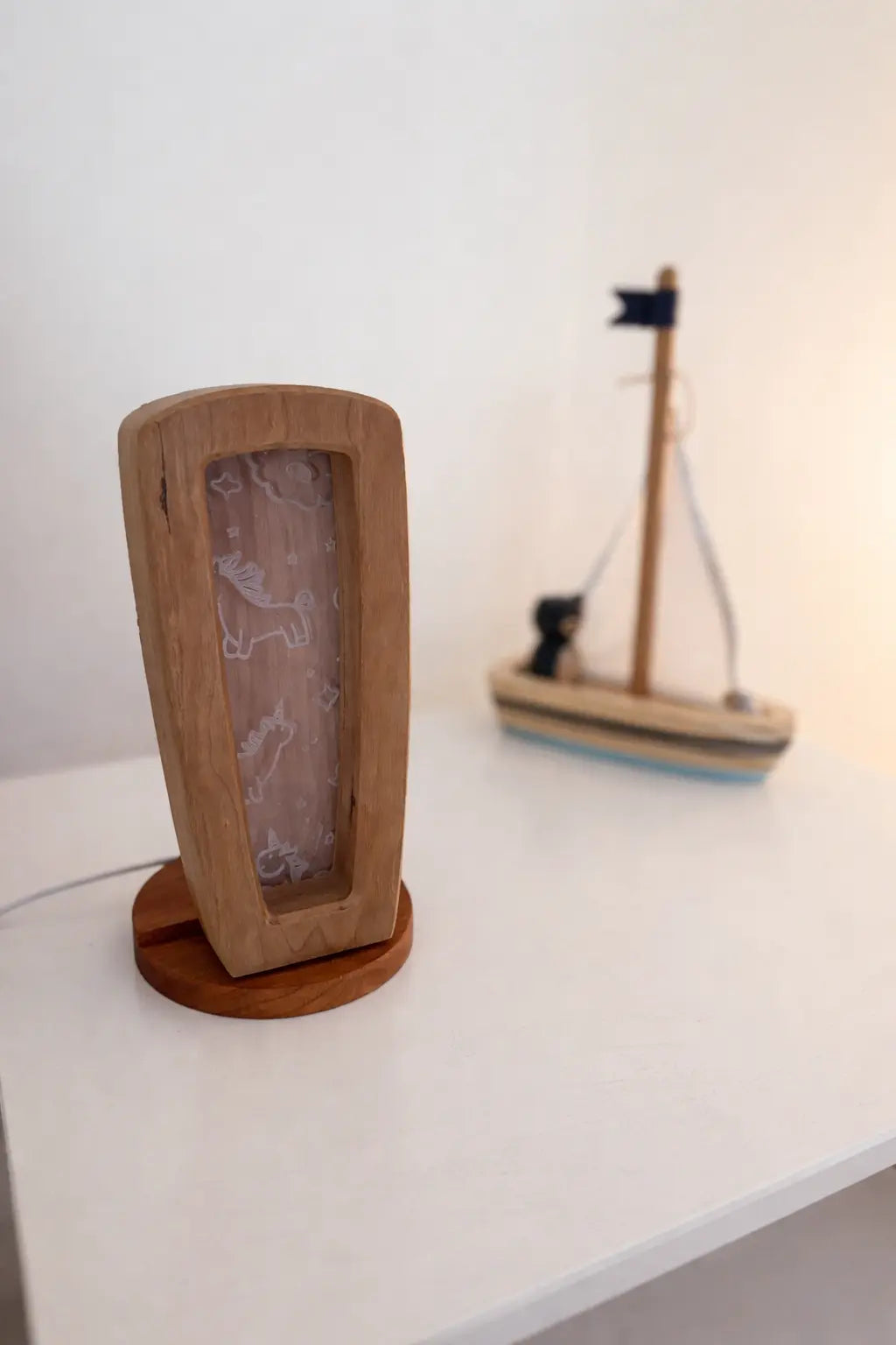 Personalized Wooden Letter Night Light | Custom Initial Lamp for Kids Maple Play