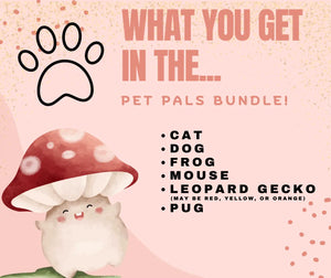 Pet Pals Bundle: Mini Pet Fidgets - Cat, Dog, Frog, Mouse, Gecko, Pug. Stress Relief Sensory Fun by Mushroom Lady Co. at Main Street Collective