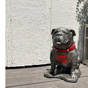 Pewter metal coating, Georgia Bulldogs Mascot Stone Sculpture for Garden, Yard, Home Decor and Porch.