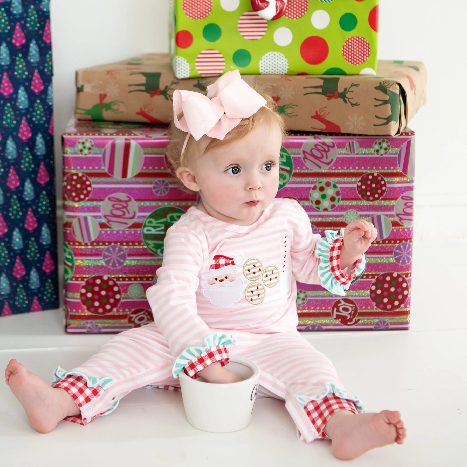 Pink Cookies For Santa Romper Seven Lantern Lane
