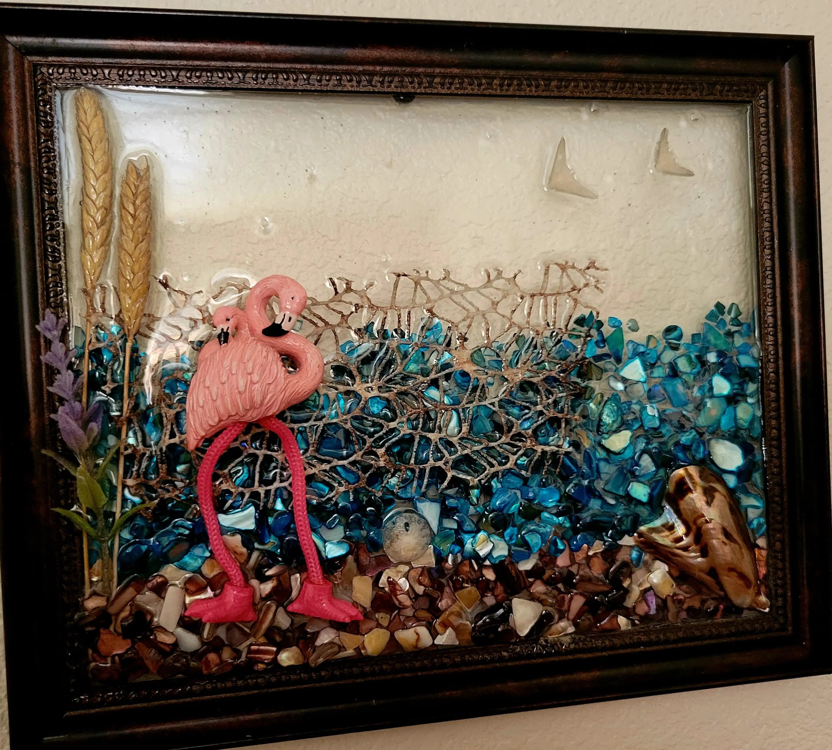 Pink Flamingo Coastal Wall Decor (11" x 9.5") by Two Beachin' Sisters, Southern home decor main product photo
