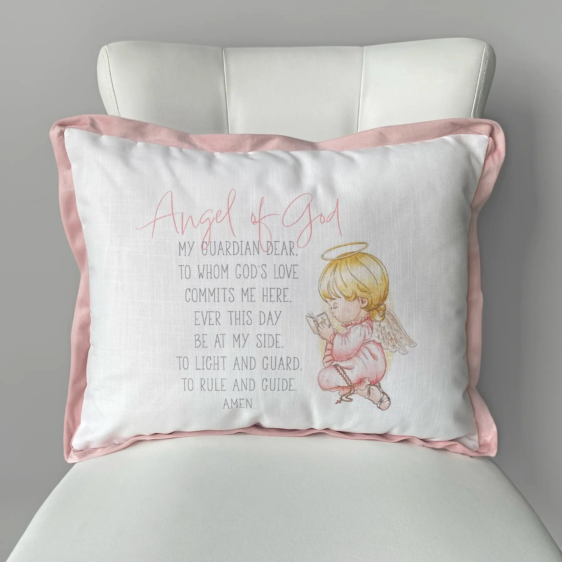 Pink Guardian Angel Printed Pillow by Nola Tawk, paper gift main product photo