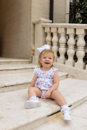 Pink Paradise Organic Muslin Bubble Romper Nola Tawk