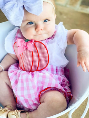 Pink Pumpkin Bubble by Seven Lantern Lane, children's boutique clothing detail photo 10