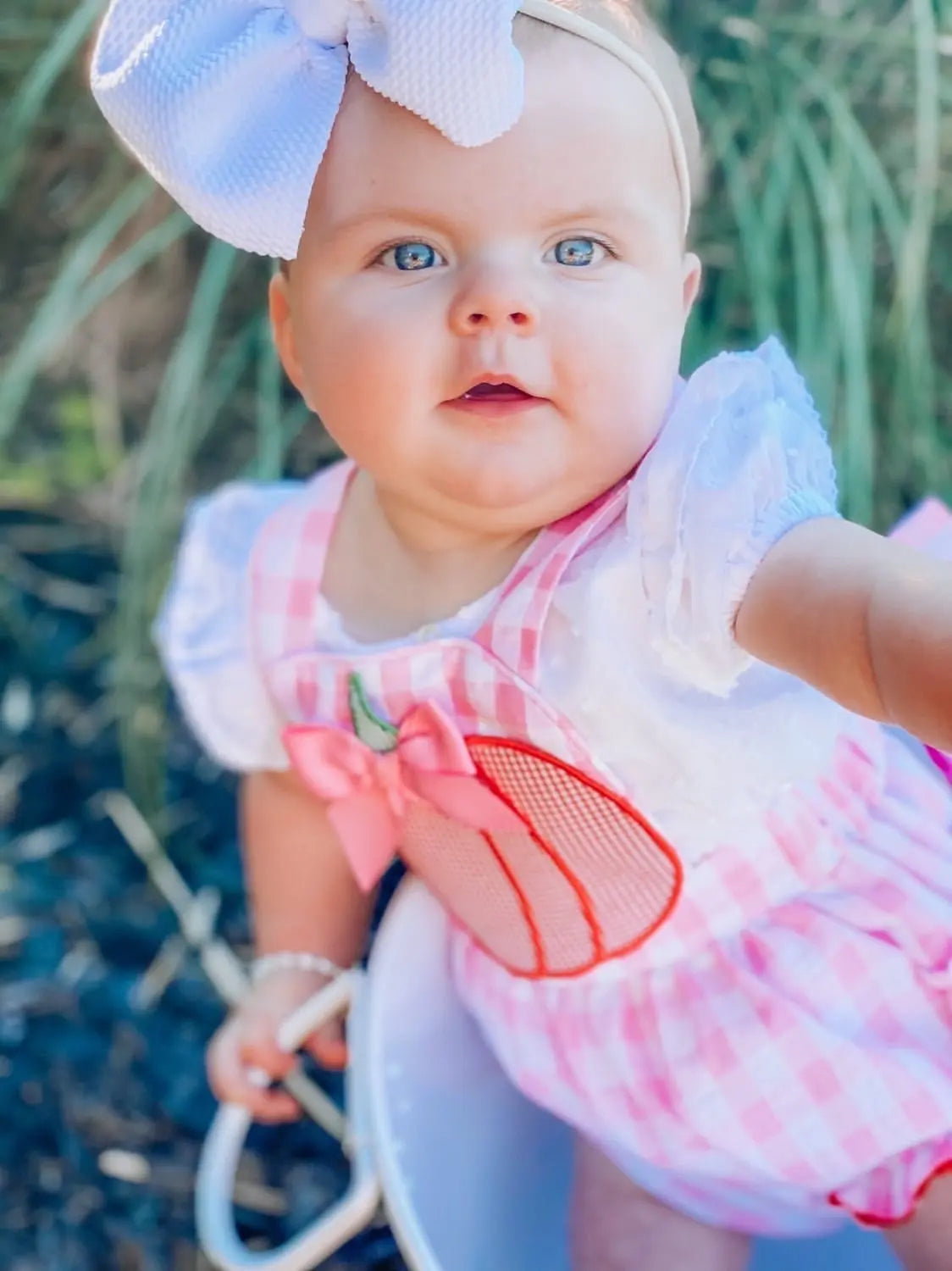 Pink Pumpkin Bubble by Seven Lantern Lane, children's boutique clothing detail photo 15