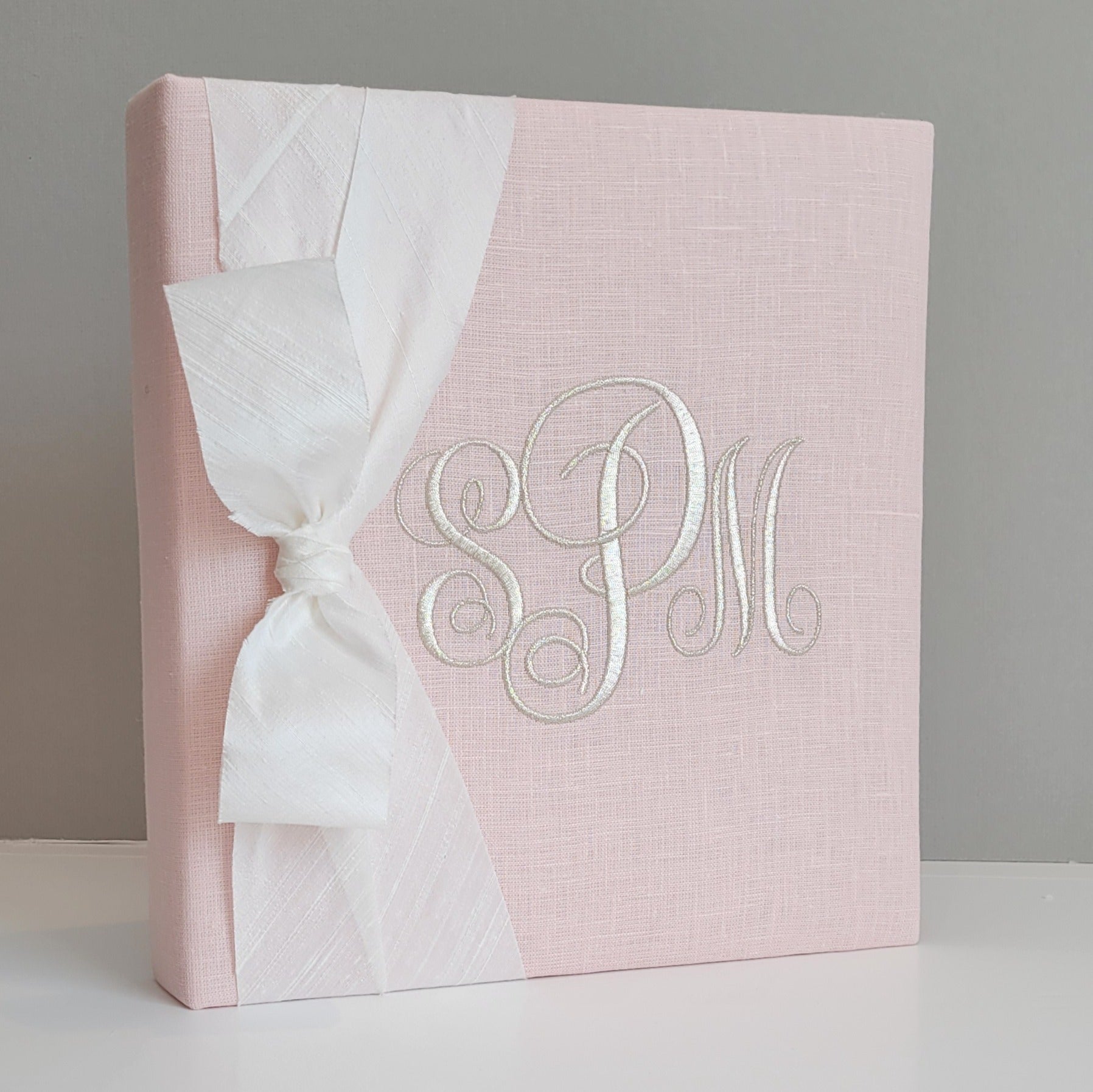 Baby Memory Book - Pink Linen (w/ SILK Bow) by AP Creations in Tuscaloosa, paper gift detail photo 2