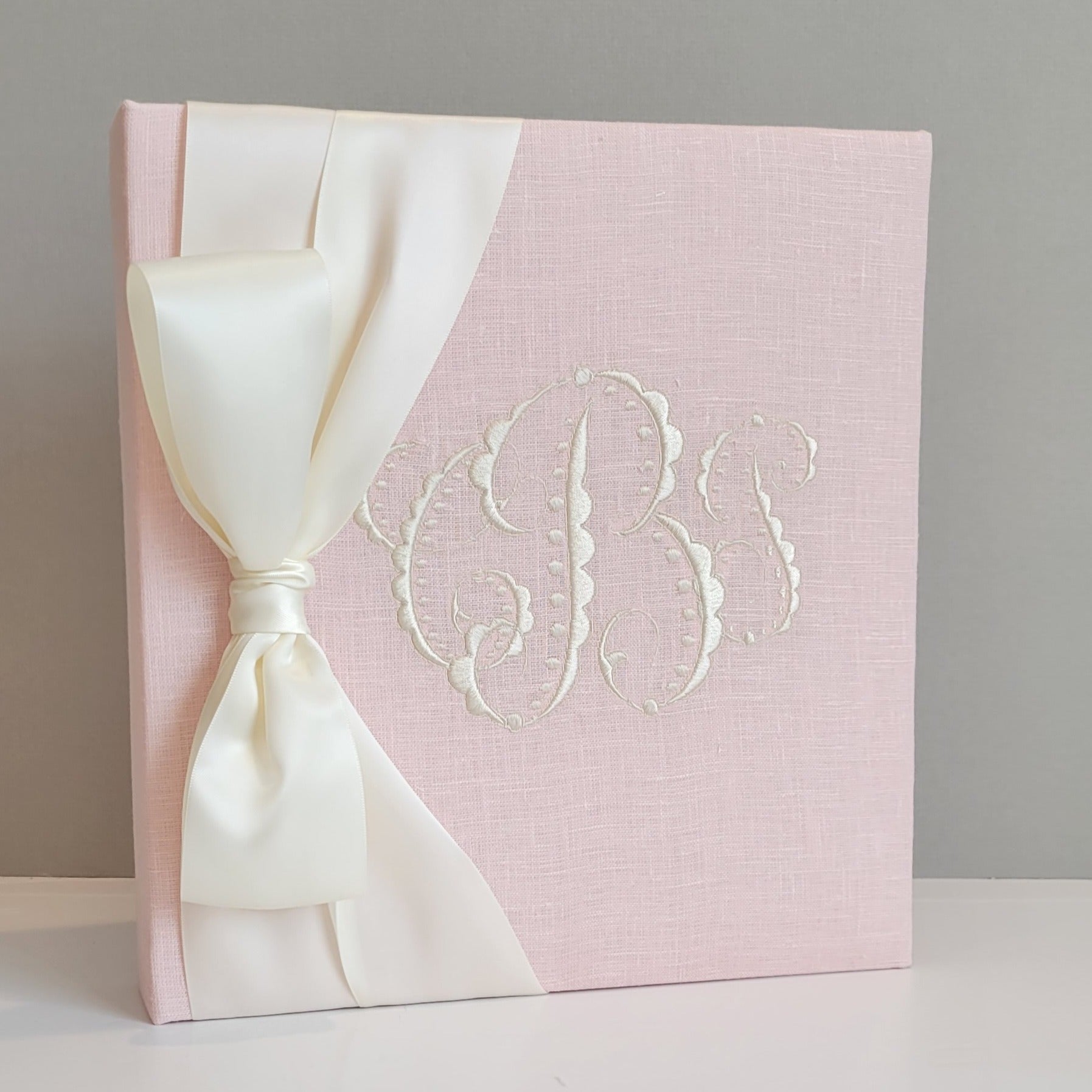 Baby Memory Book - Pink Linen (w/ SATIN Bow) by AP Creations in Tuscaloosa, paper gift main product photo
