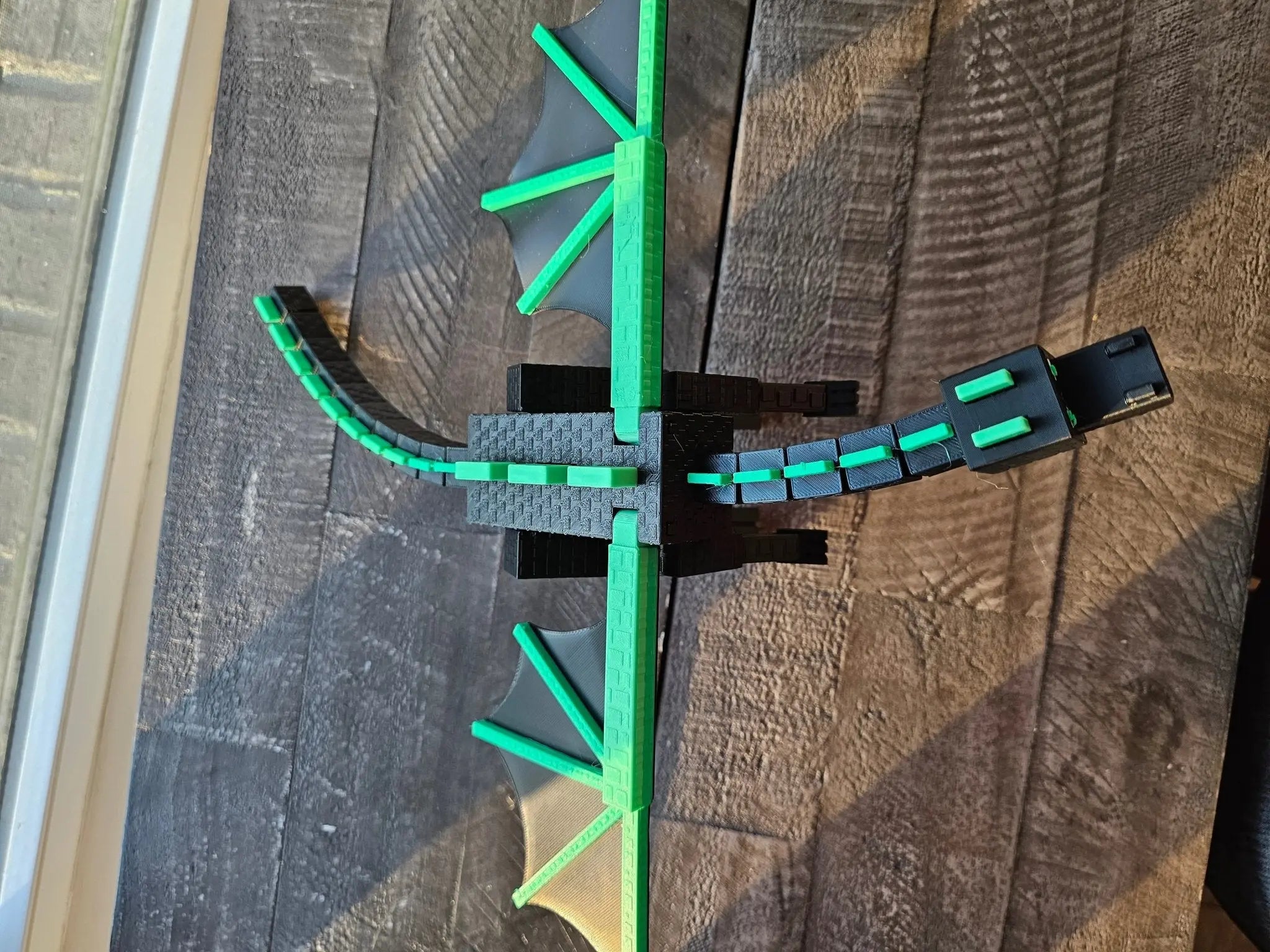 Pixel Dragon Figure - 12" Gamer Inspired Boss from Main Street Collective - Blocky Design, Green Accents, Tabletop Decor