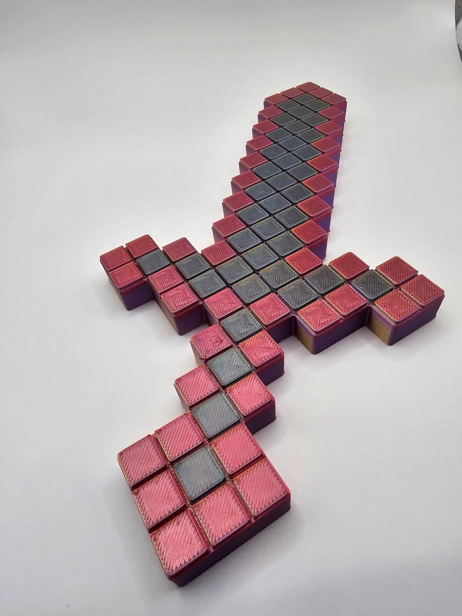 Pixel Warrior Sword: 3D printed Minecraft style toy sword. Handmade gifts by The Tween Space, Mississippi. Kids toy swords.