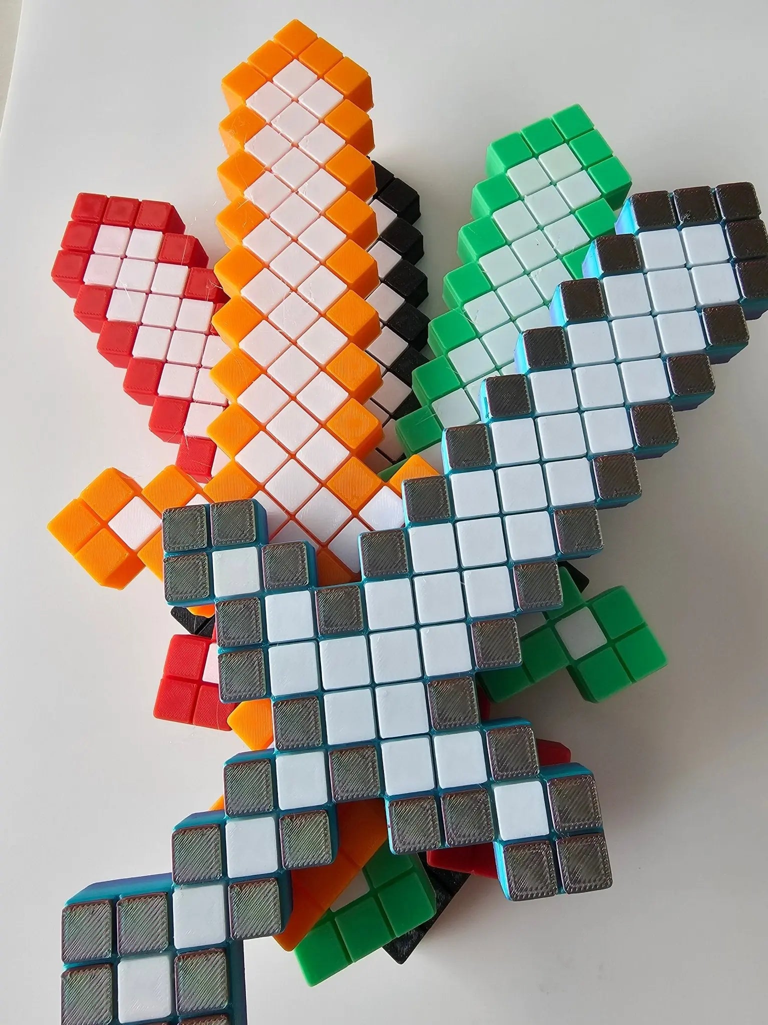 Pixel Warrior Swords: 3D Printed Minecraft Inspired Toys, Kid-Safe, Unique Colors