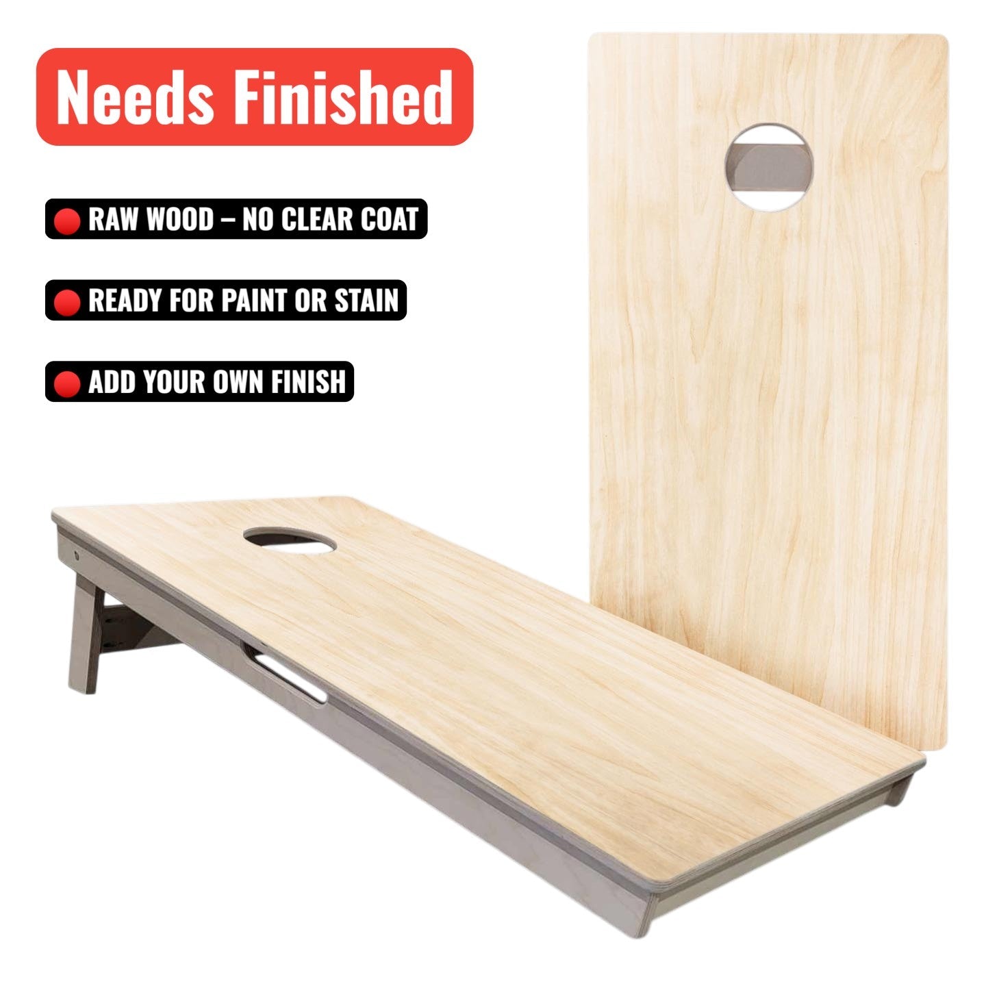 Complete Tournament Cornhole Bundle - Boards, Bags & Carrying Case - Plain Raw (Needs Finished)