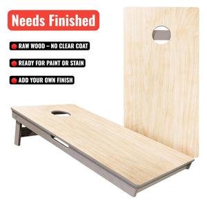Complete Tournament Cornhole Bundle - Boards, Bags & Carrying Case - Plain Raw (Needs Finished)
