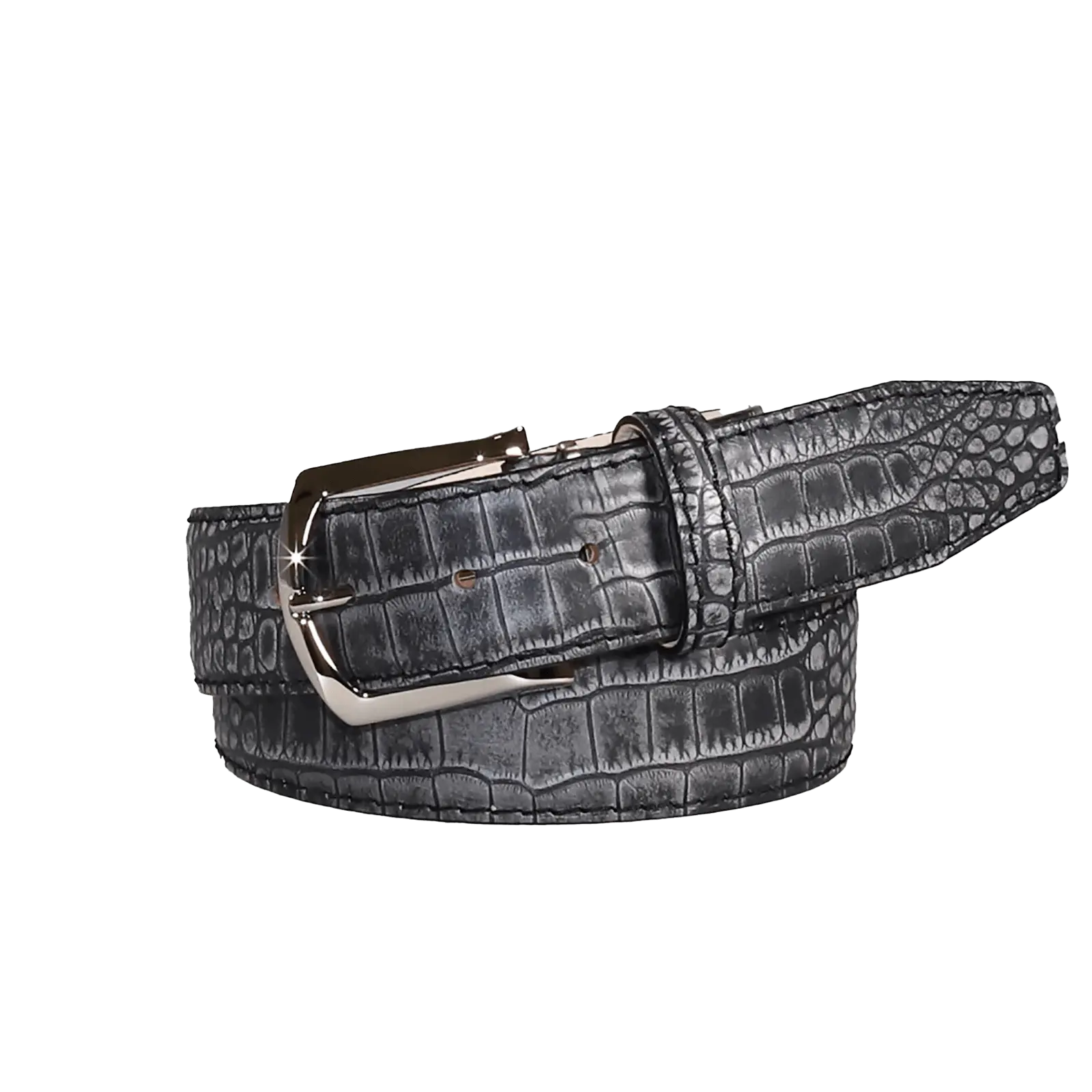 Platinum Mock Croc Leather Belt