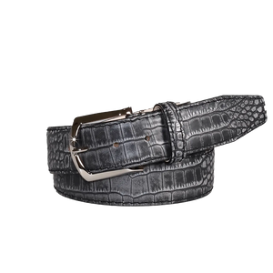 Platinum Mock Croc Leather Belt