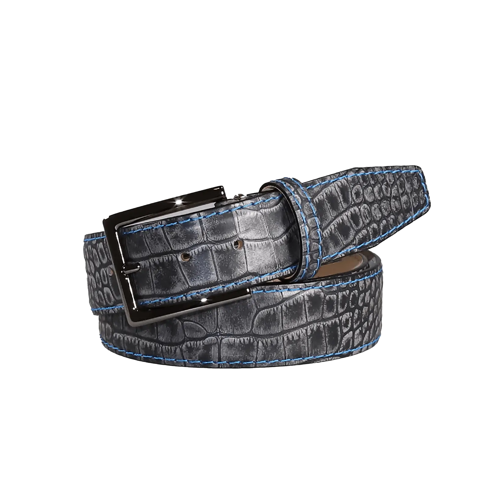 Platinum Mock Croc Leather Belt