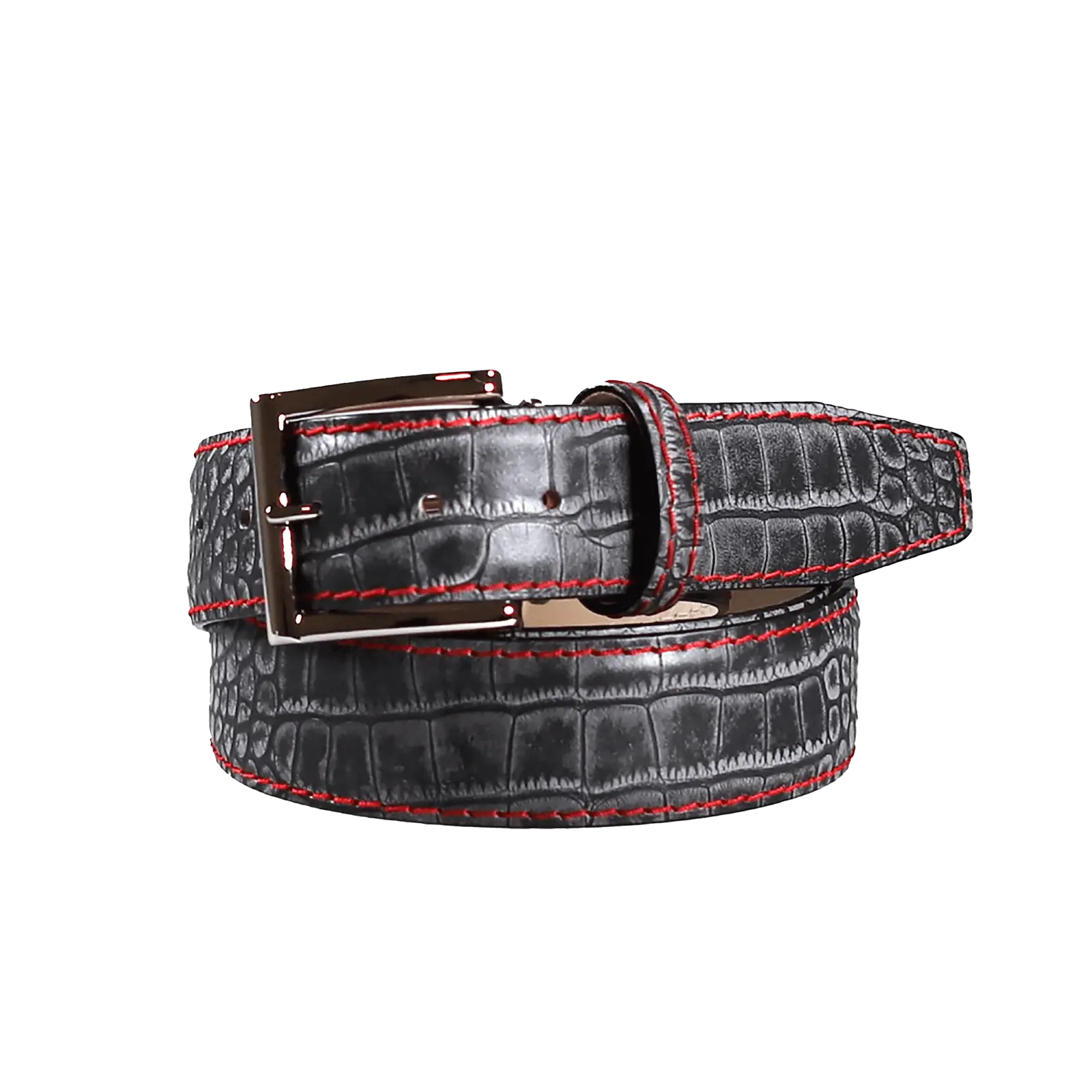 Platinum Mock Croc Leather Belt