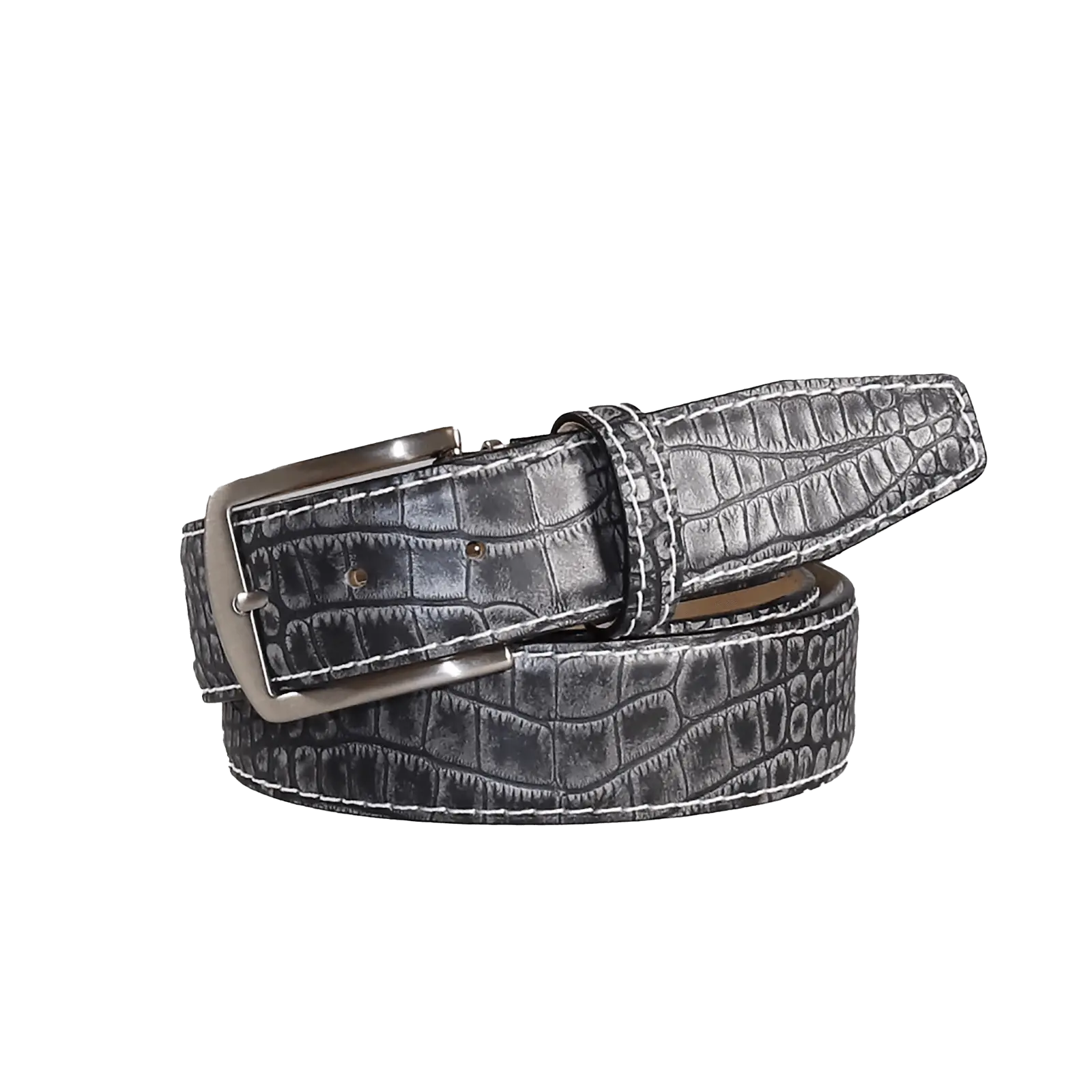 Platinum Mock Croc Leather Belt