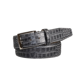 Platinum Mock Croc Leather Belt