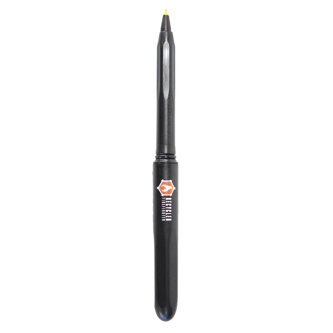 Pokka Pen, compact black pen with Recycled Firefighter logo