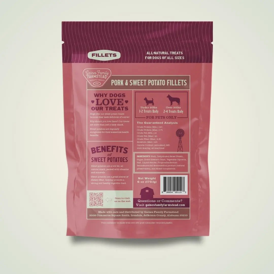 Pork and Sweet Potato Fillets soft training treats for dogs