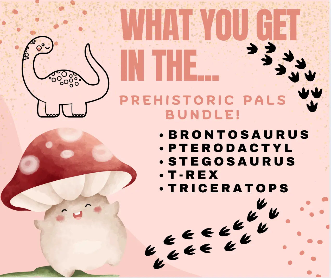 Prehistoric Pals Mini Fidget Toy Bundle | 3D Printed Dinosaur Toys by Mushroom Lady Co, paper gift detail photo 5