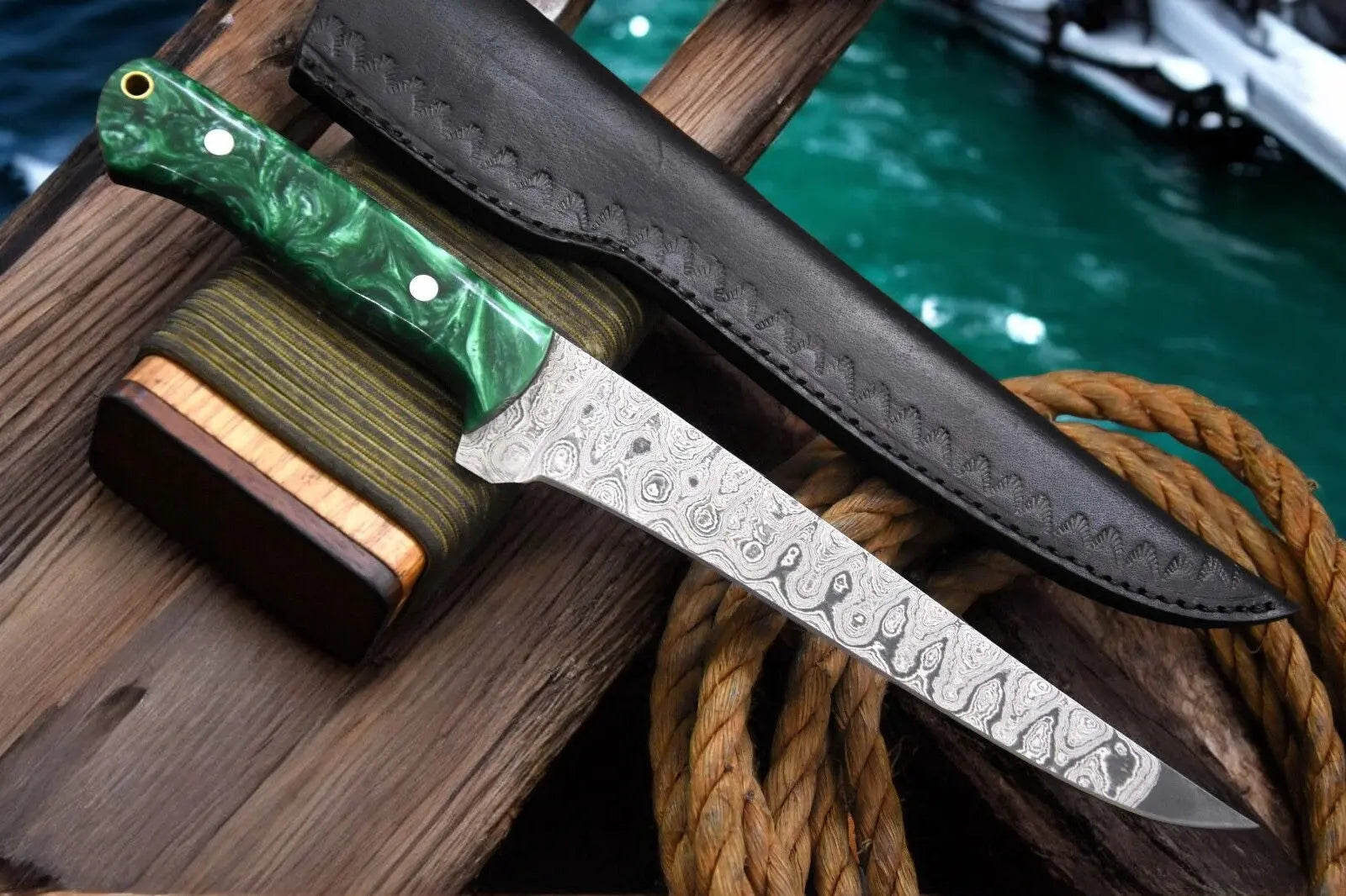 Premium Damascus Fillet Knife – 12.8" Handmade Precision by Damascus Knife Store, Damascus knife main product photo