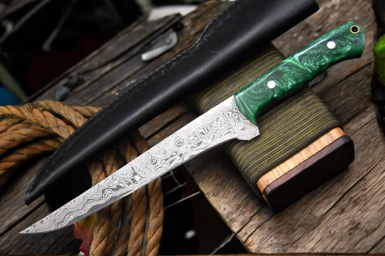 Premium Damascus Fillet Knife – 12.8" Handmade Precision by Damascus Knife Store, Damascus knife detail photo 6