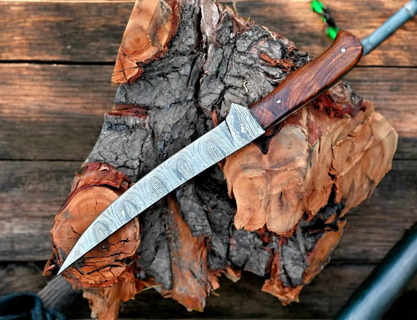 Premium Damascus Fillet Knife – 7.6" Blade, Rosewood Handle Damascus Knife Store
