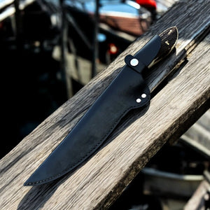 Premium Damascus Fillet Knife – Antler Horn Handle, 13" by Damascus Knife Store, Damascus knife detail photo 6