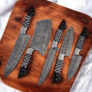 Premium Damascus Kitchen Knives Set – Epoxy Resin Handle Damascus Knife Store