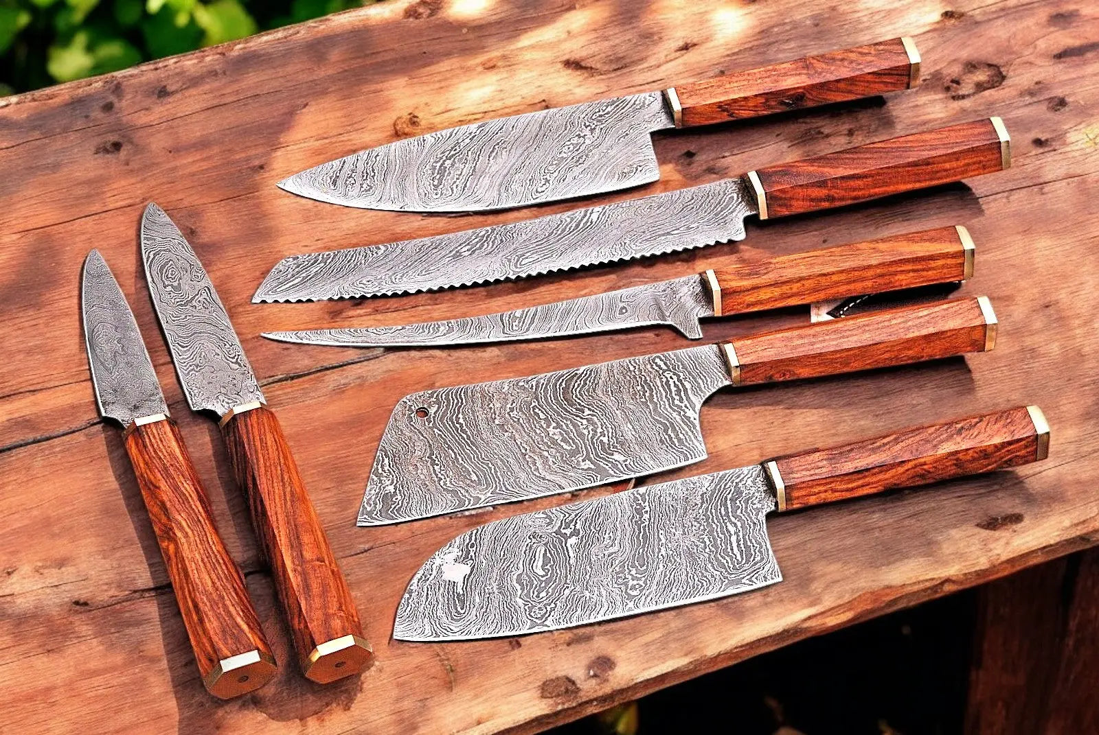 Premium Damascus Kitchen Knives Set – Handmade & Sharp Damascus Knife Store
