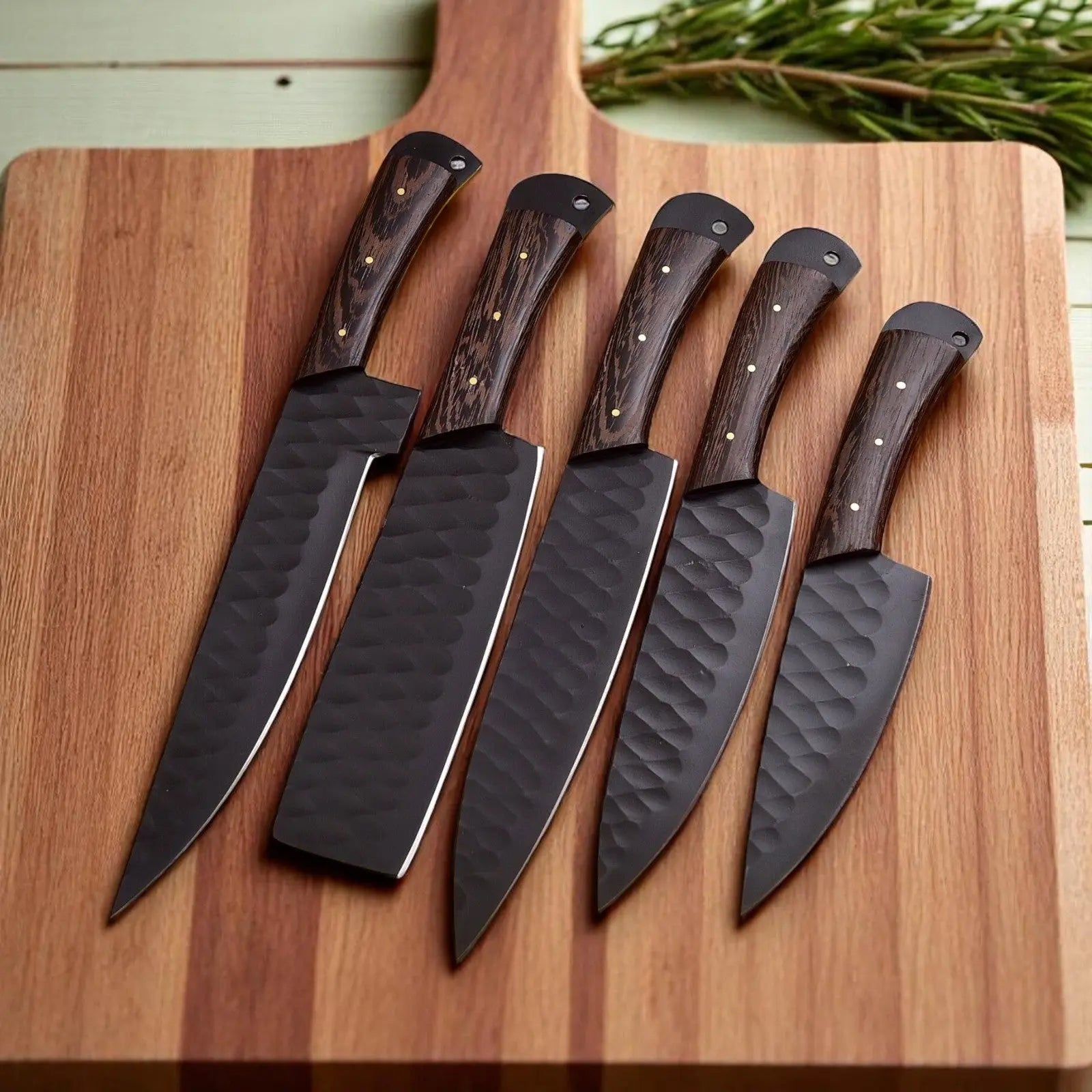Premium Handmade Chefs Knives Set with Leather Roll Damascus Knife Store