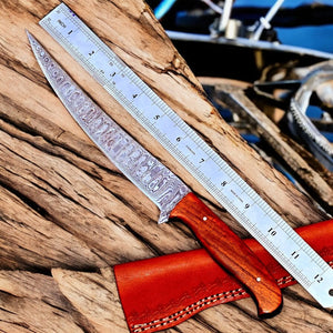 Premium Handmade Damascus Fillet Knife – 12" with Rosewood Handle Damascus Knife Store